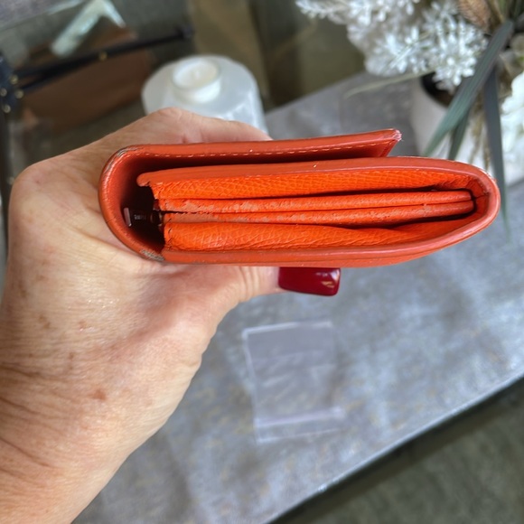 Celine Orange Wallet with Leather Texture and Flap Closure - Picture 3 of 8